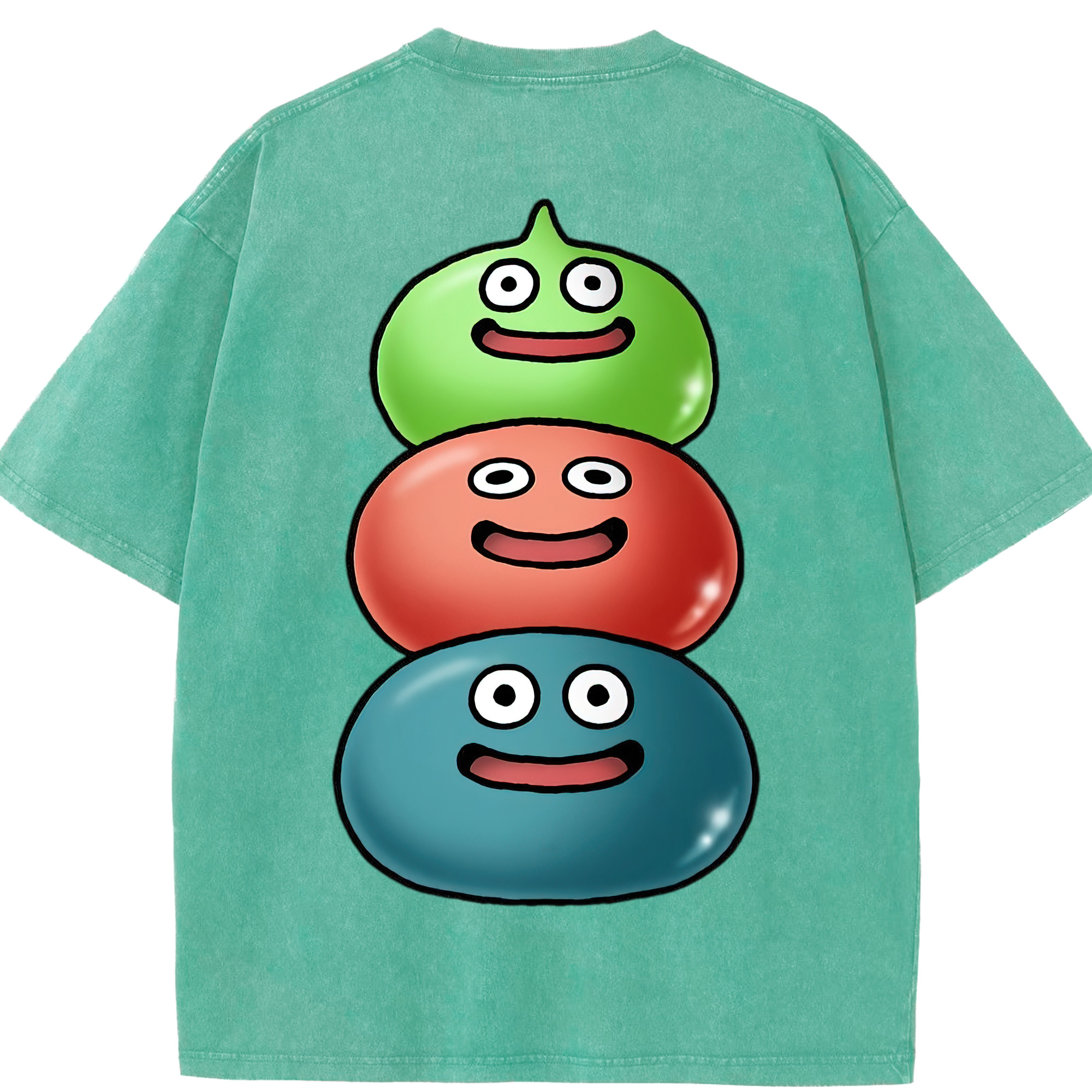 （画像用） ドラゴンクエスト Doragon Kuesuto Dragon Quest 綿100% ヴィンテージ風 半袖Tシャツ（背面プリント）